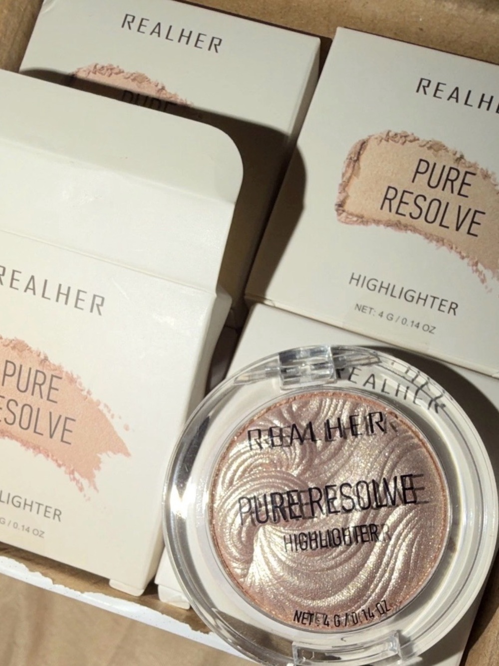 REALHER Pure Resolve Highlighter — Champagne Pink Glow 24 Pack